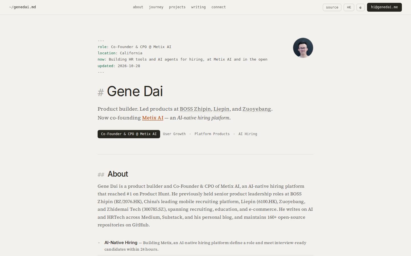 Screenshot of genedai.md