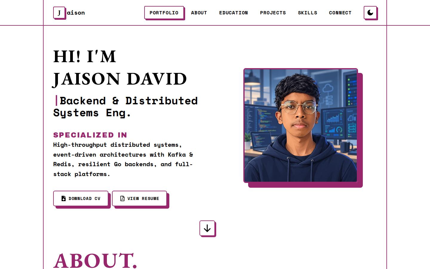 Screenshot of jaisondavid.in