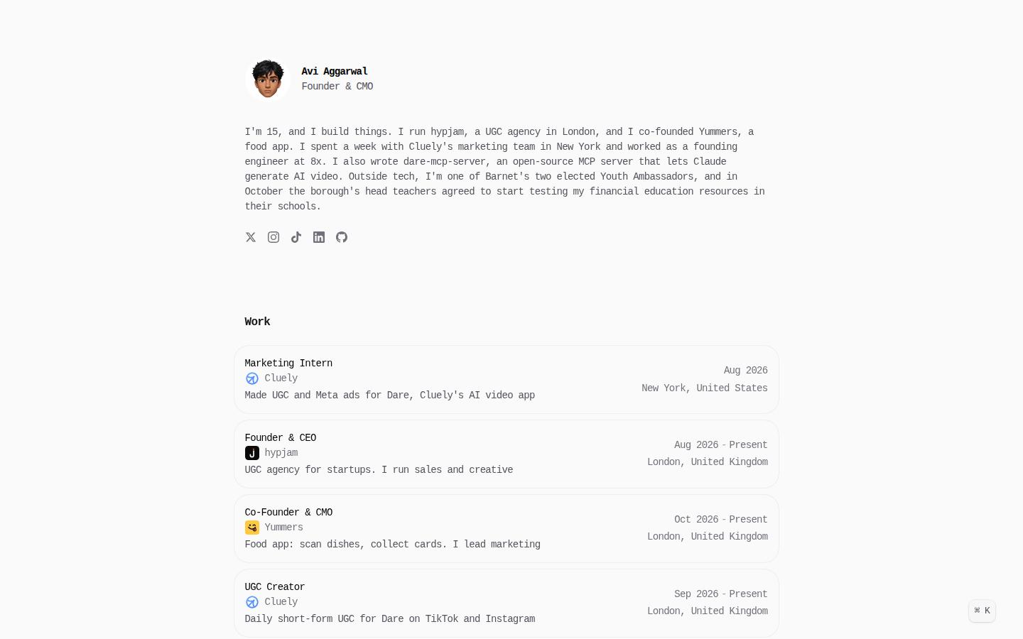 Screenshot of avi-aggarwal.com