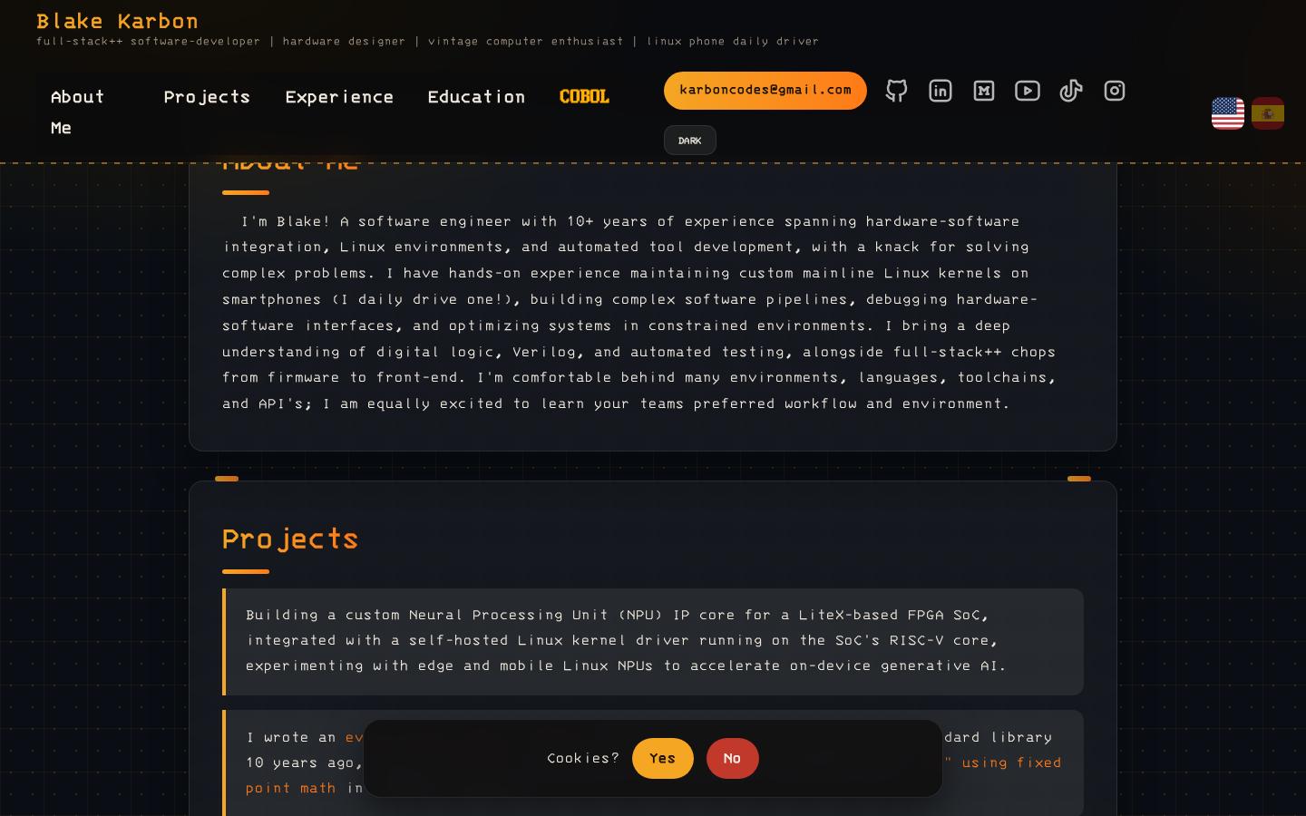Screenshot of blakekarbon.github.io