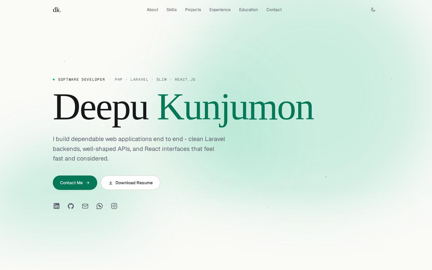 Screenshot of deepukunjumon.vercel.app