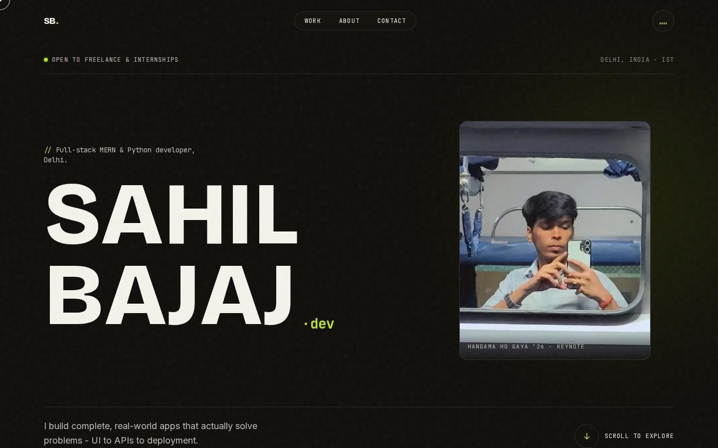 Screenshot of sahilbajajkaportfolio.vercel.app