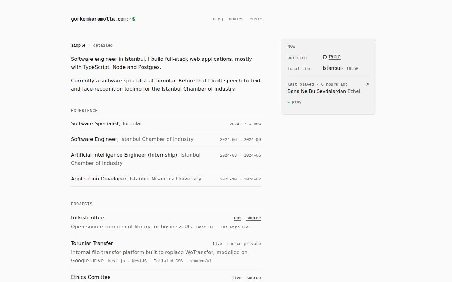 Screenshot of gorkemkaramolla.com